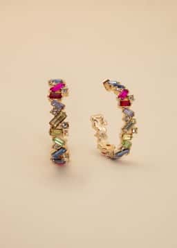 GLAS STONES HOOPS - GOLD