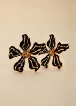 FLOWER EARRINGS - Black