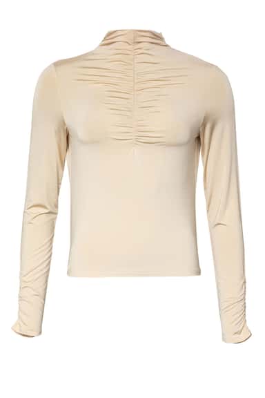 Nessa Høyhalset, skinnende viskosetopp - Beige 1 - Indiska