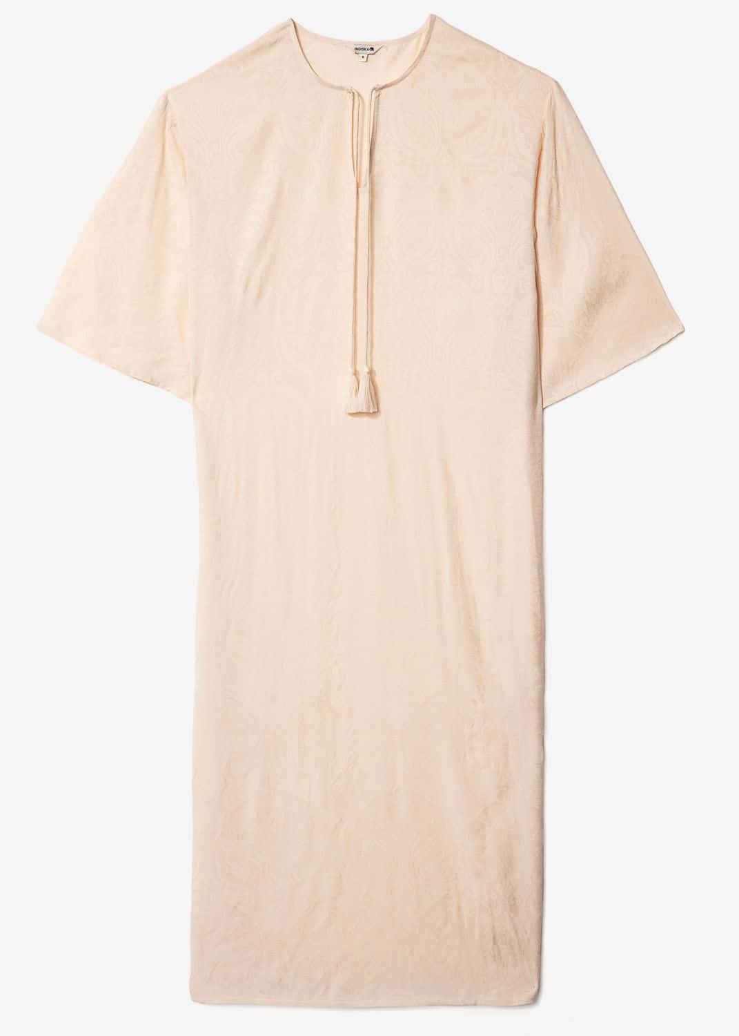 ADIL  Jaqcuard vevd kaftan - Beige 1 - Indiska