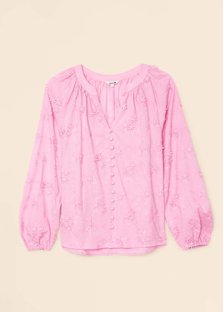 LIMA Brodert bomullsbluse - Rosa 5 - Indiska