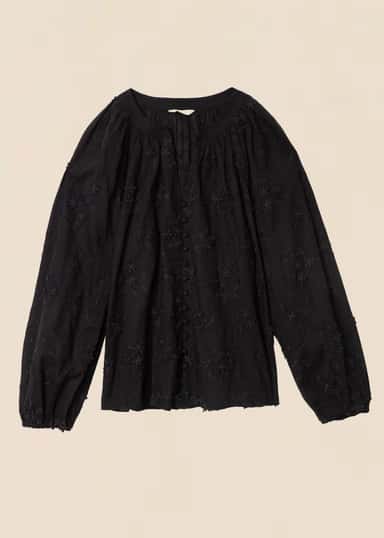 LIMA Brodert bomullsbluse - Svart 1 - Indiska