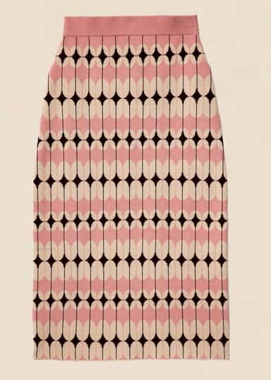THEA Jacquard-strikket skjørt - Rosa 1 - Indiska