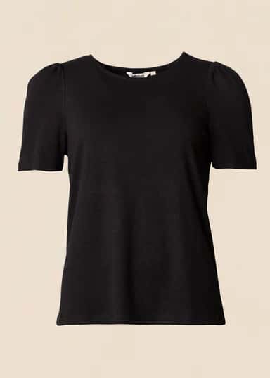 GWEN Svart t-shirt med puffärm - Svart 1 - Indiska