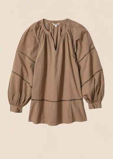 Taytum Brun bomullsblus - Beige 1 - Indiska