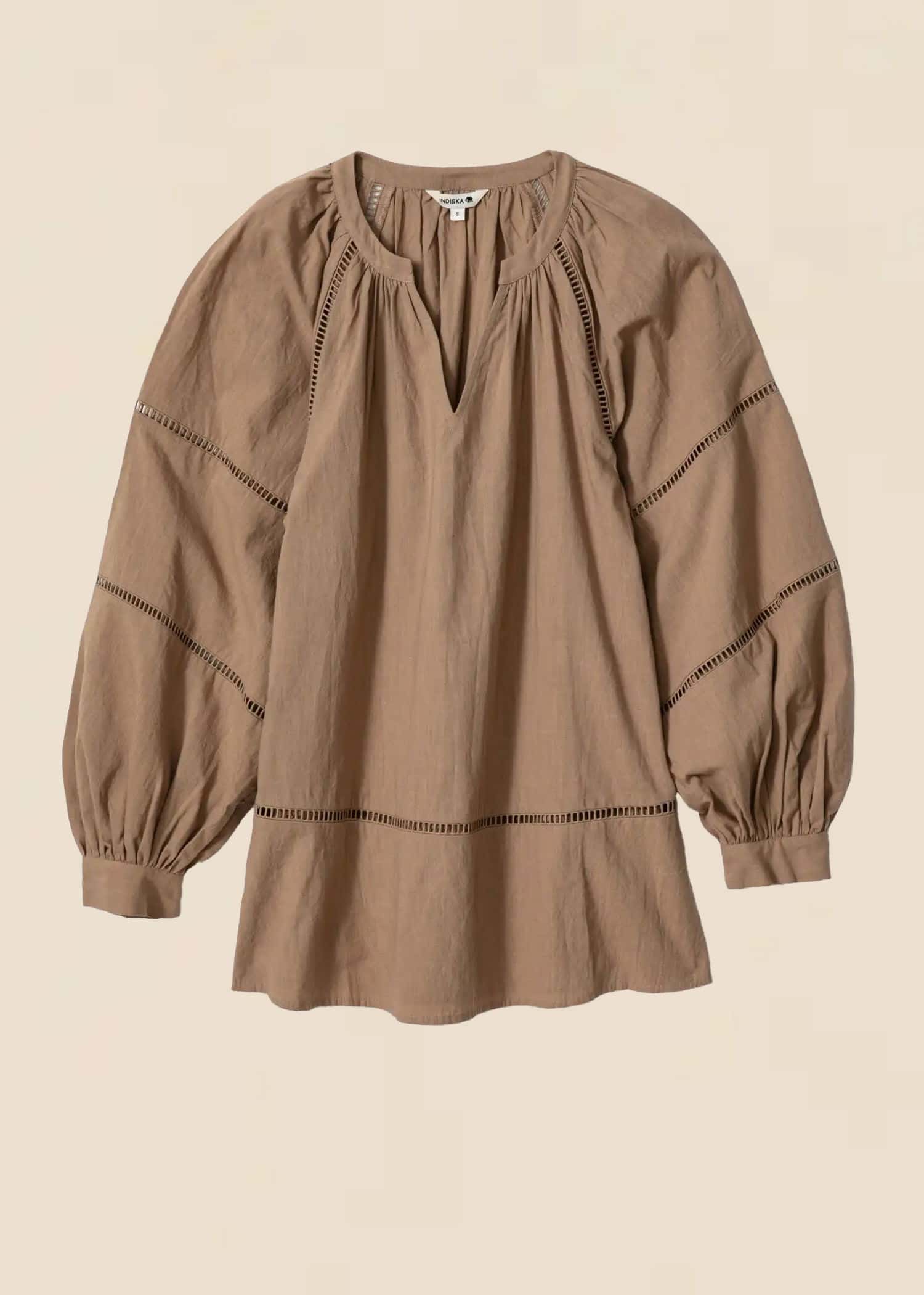 Taytum Brun bomullsblus - Beige 1 - Indiska