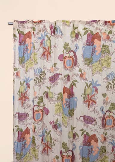 Lin Mønstret gardin 250x120 cm - Multi 1 - Indiska