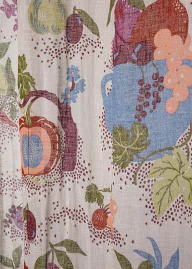 Lin Mønstret gardin 250x120 cm - Multi 2 - Indiska