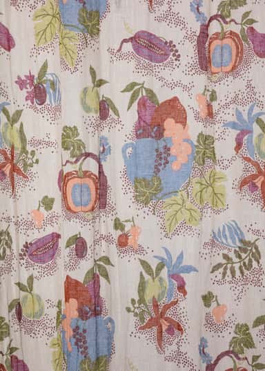 Lin Mønstret gardin 250x120 cm - Multi 3 - Indiska