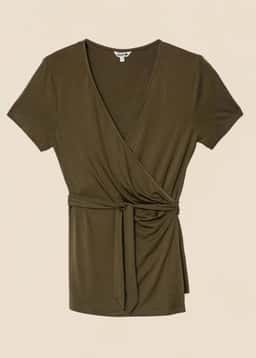 FERN WRAP TOP - khaki