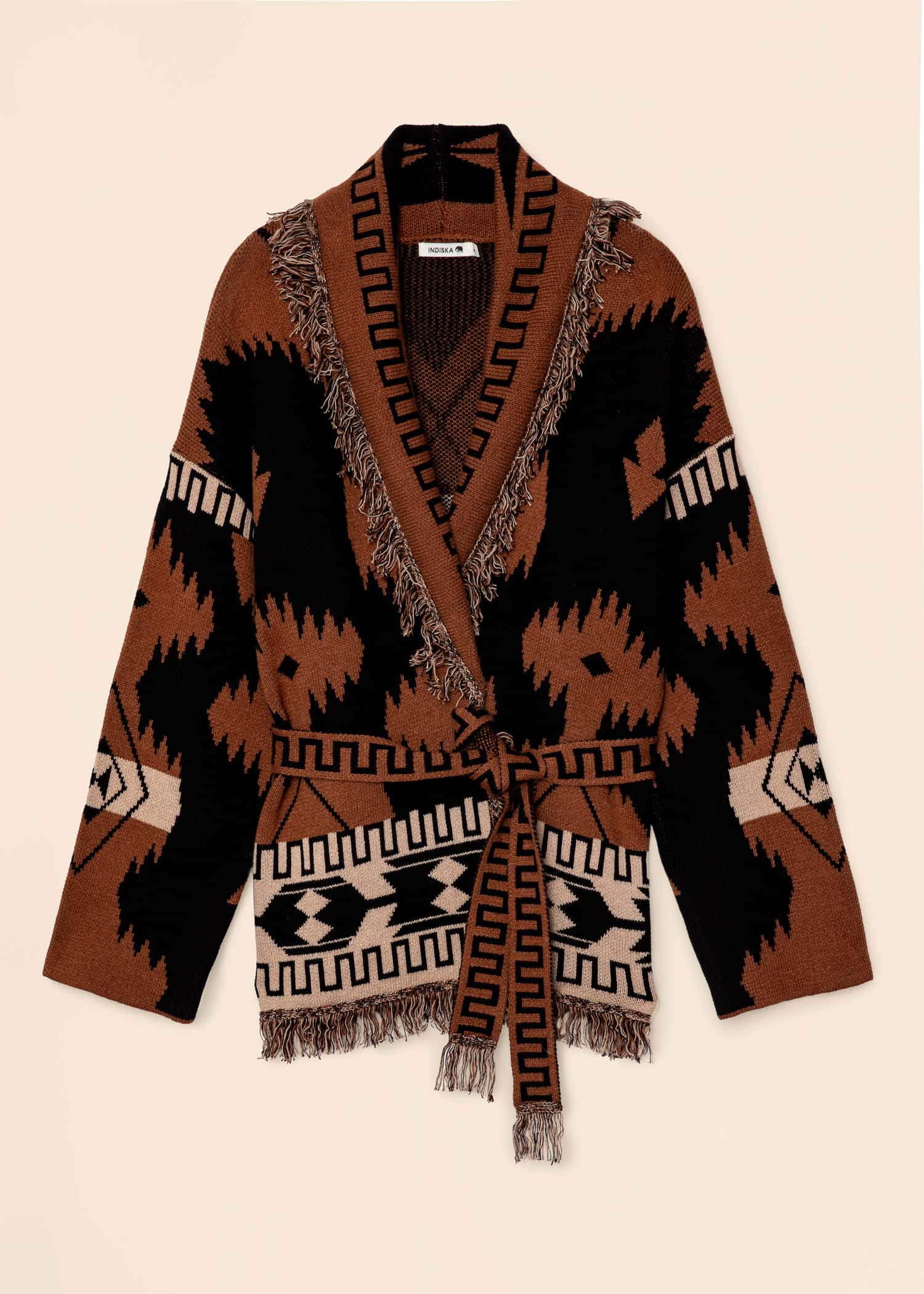 IKAT Mønstret cardigan - Brun 1 - Indiska