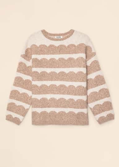 AMELIA Neulepusero aaltomaisella kuviolla - Beige 1 - Indiska