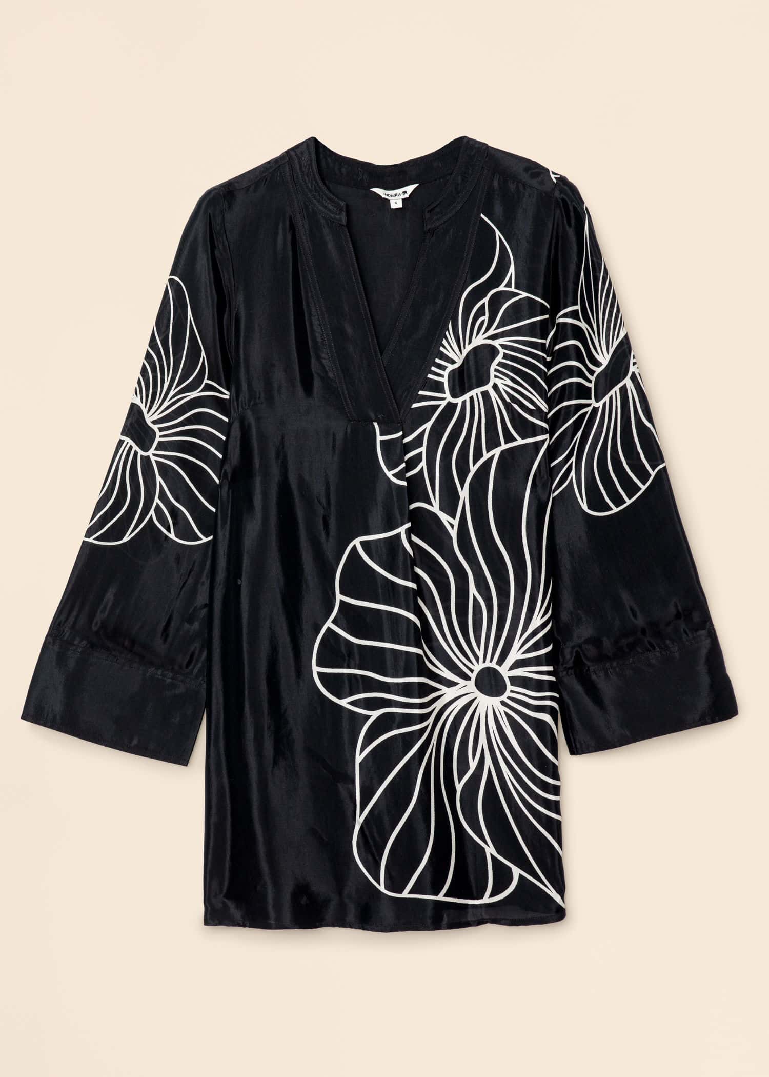 HIBO Sort floral tunika - Svart 1 - Indiska