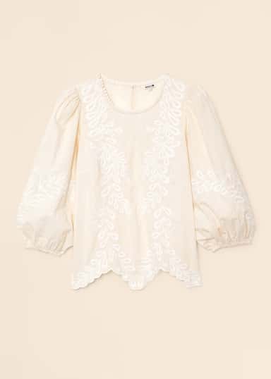 OPHELIA Kirjailtu pusero - Beige 1 - Indiska