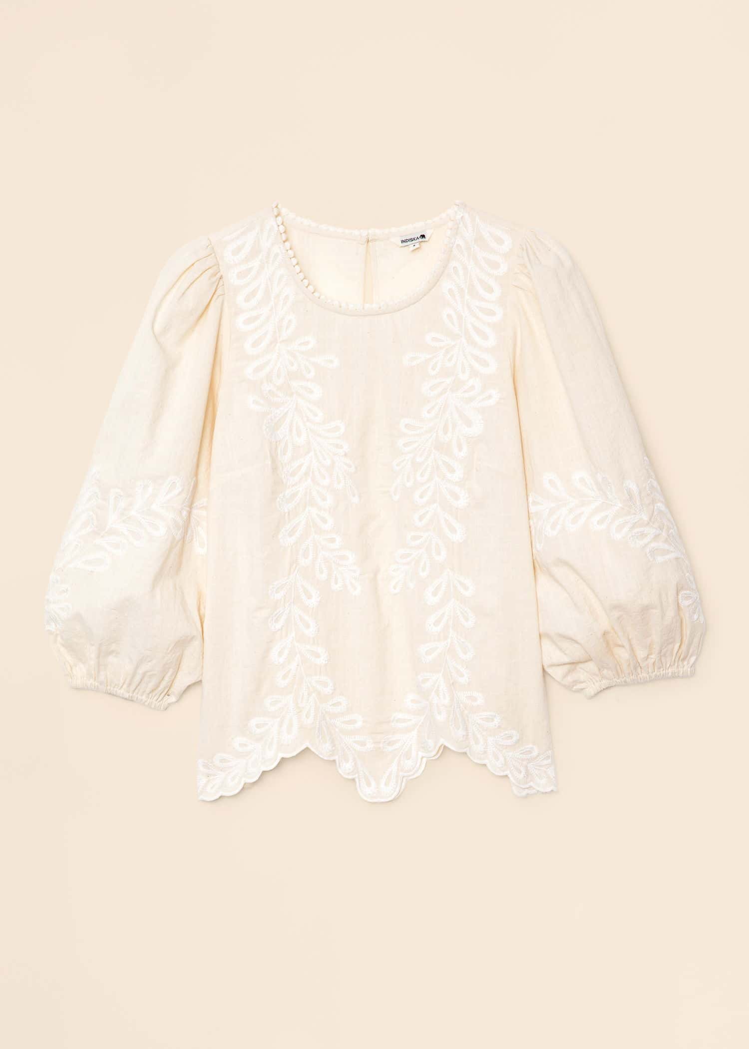 OPHELIA Kirjailtu pusero - Beige 1 - Indiska