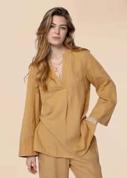 HIBO LINEN TUNIC - BEIGE