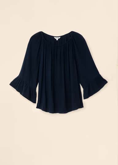 DOLLIE Mörkblå blus med 3/4 ärm  - Blå 1 - Indiska