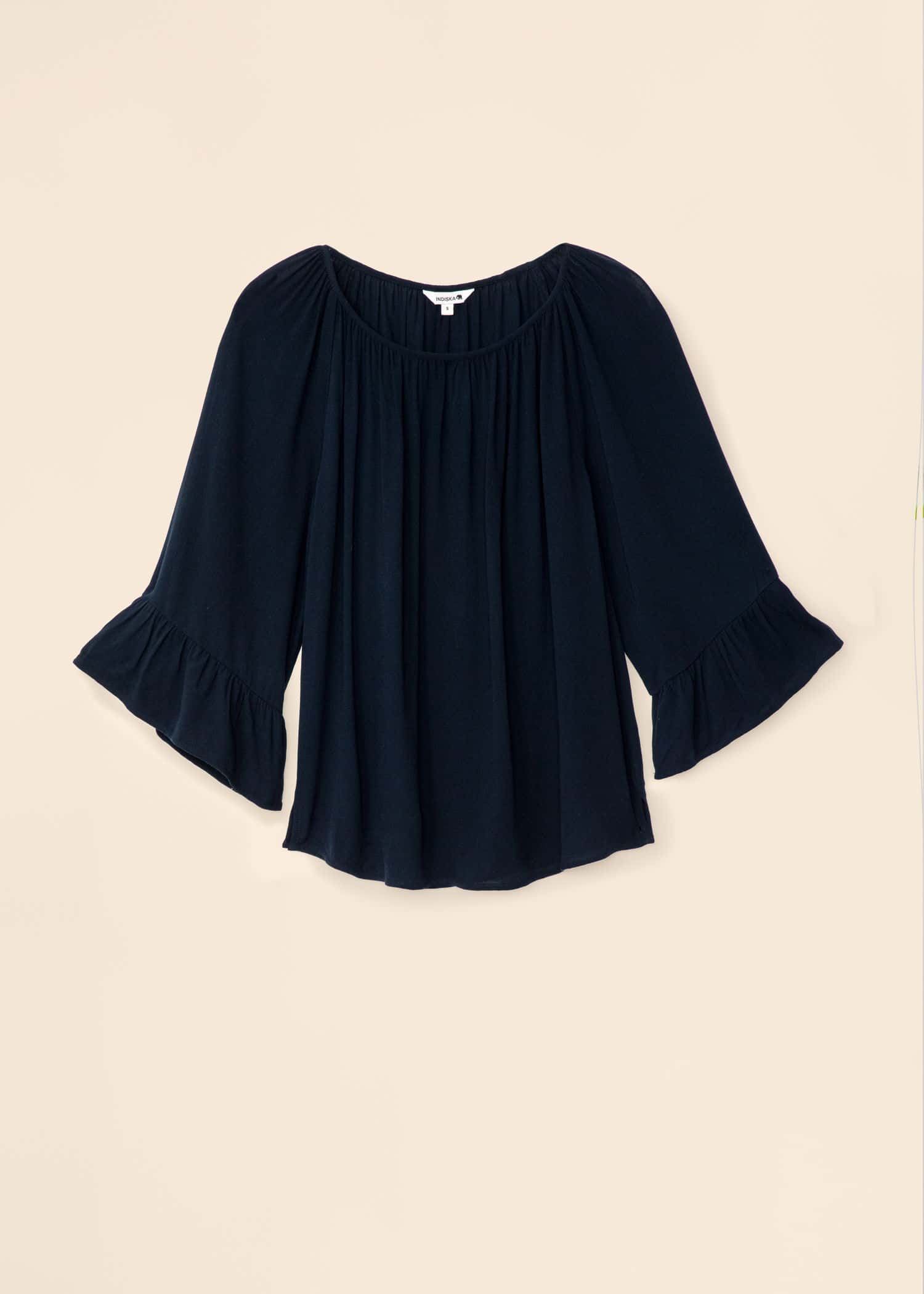 DOLLIE Mörkblå blus med 3/4 ärm  - Blå 1 - Indiska