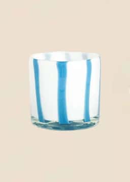 STRIPE GLASS LANTERN - WHITEBLUE