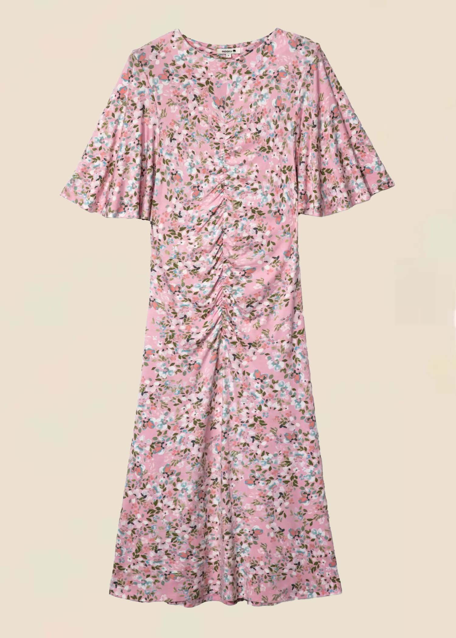 Love Blommig lång klänning - Rosa 1 - Indiska
