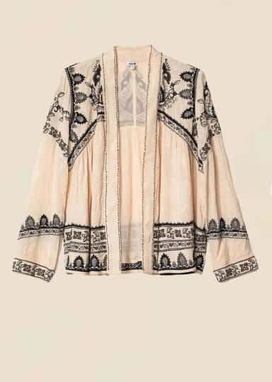 1E Jacquard-vävd jacka - Beige NO - Indiska