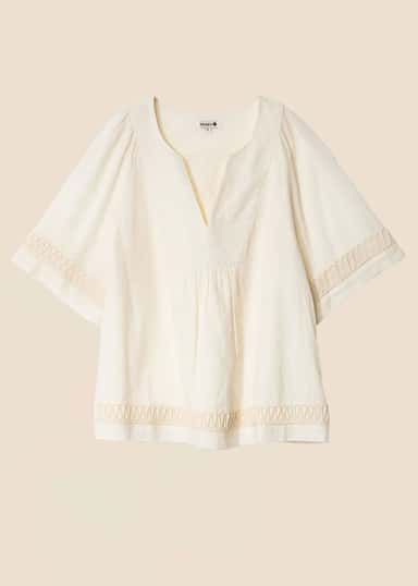 MELISSA Bluse med V-hals - Hvit 1 - Indiska