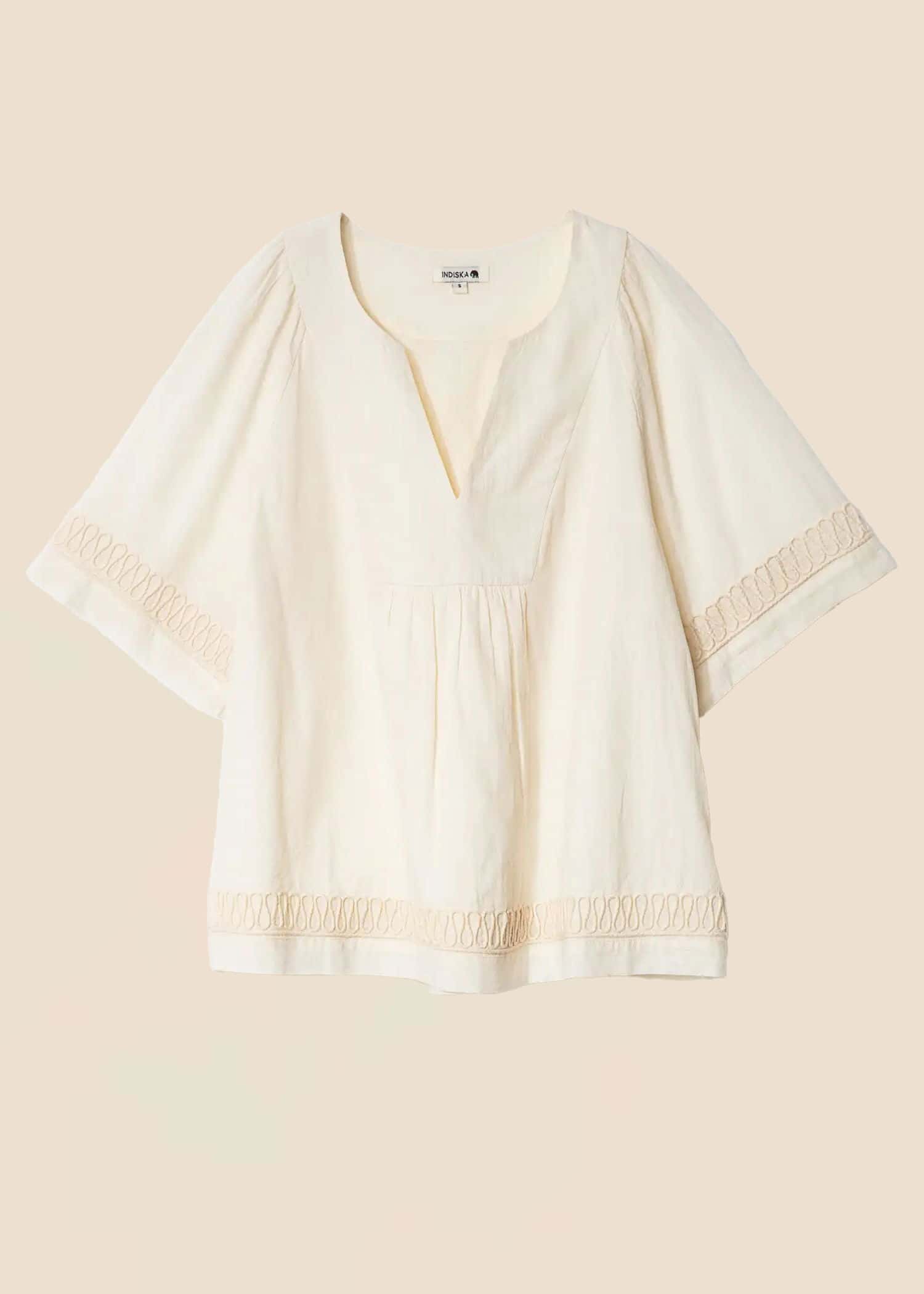 MELISSA Bluse med V-hals - Hvit 1 - Indiska
