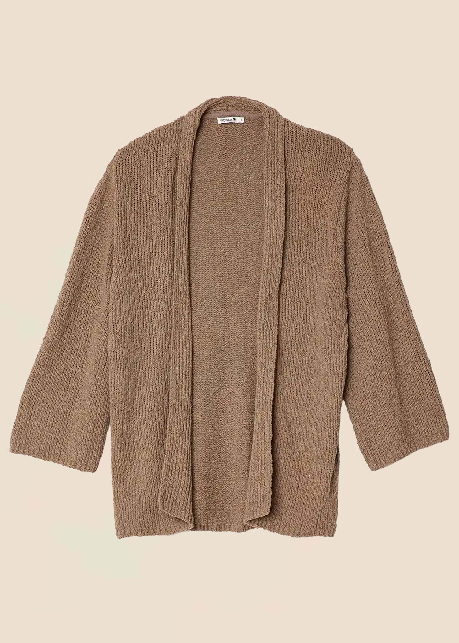 JULIA Stickad kofta i bomullsblandning - Beige 1 - Indiska