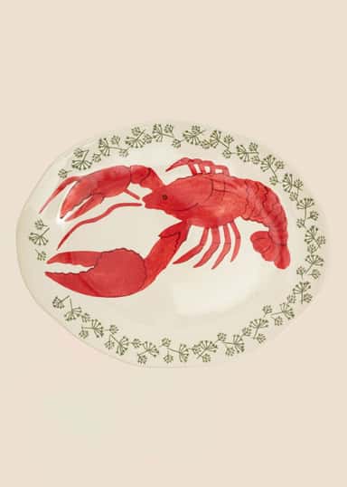 CRAWFISH Handmålat serveringsfat, kräfta - Röd 2 - Indiska