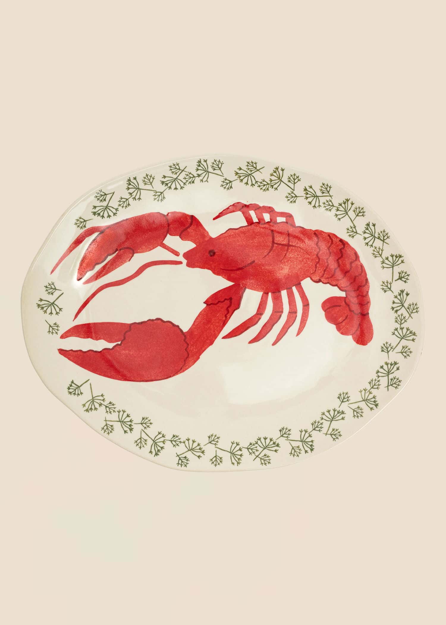 CRAWFISH Handmålat serveringsfat, kräfta - Röd 2 - Indiska