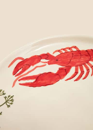 CRAWFISH Handmålad tallrik, kräfta - Röd 3 - Indiska
