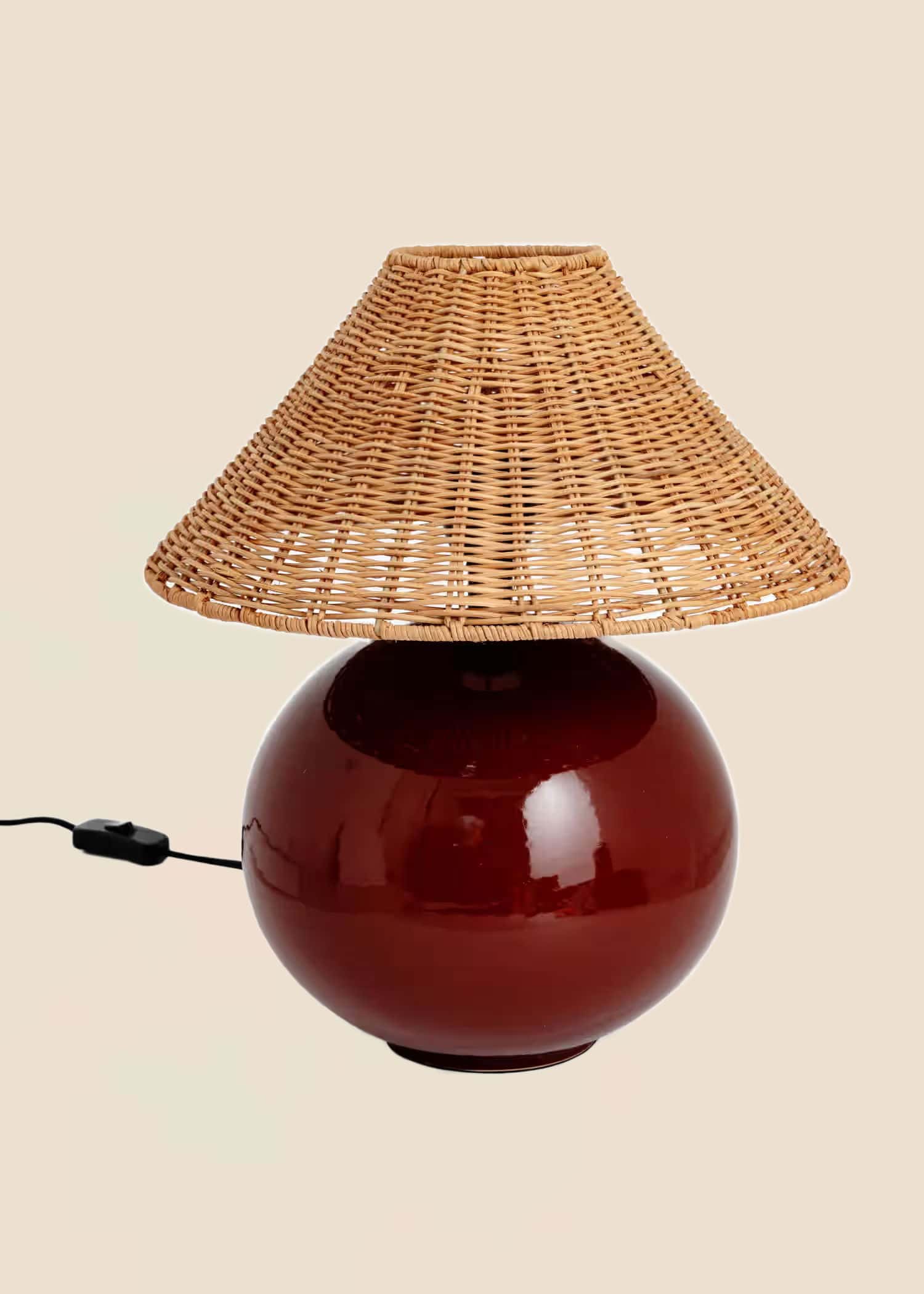 SOLA Vinröd bordslampa i stengods - Röd 1 - Indiska