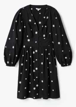Rianna ls emb dress - Black