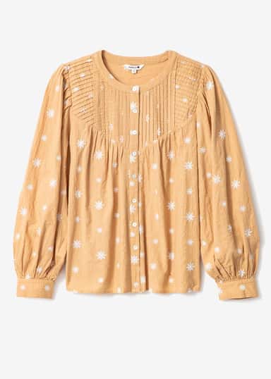 Amelie Broderad blus - Brun 1 - Indiska
