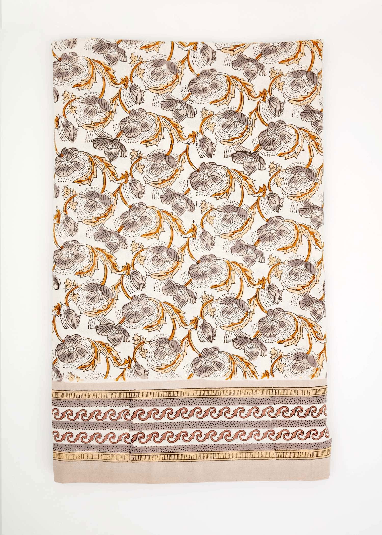 VINY Blocktryckt duk - Beige 1 - Indiska