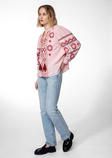 Asta Broderad bomullsblus - Rosa 2 - Indiska