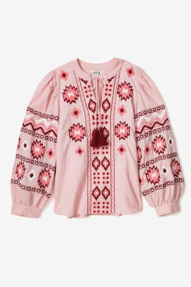 Asta Broderad bomullsblus - Rosa 1 - Indiska