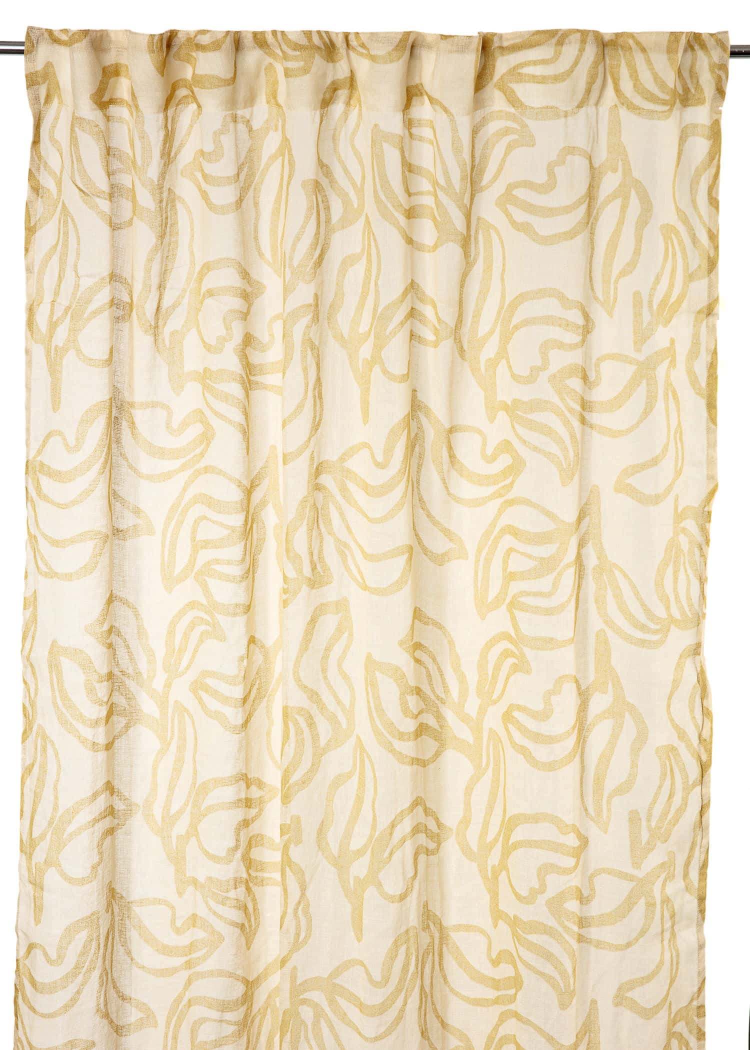 Lin Mönstrad linnegardin 250x120 cm - Grön 1 - Indiska