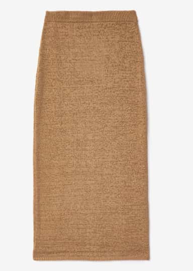 NICOLETTA Lång stickad kjol - Beige 1 - Indiska