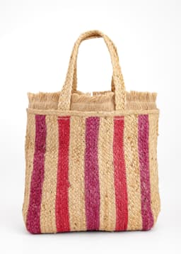 STRIPE JUTE BAG - PINK