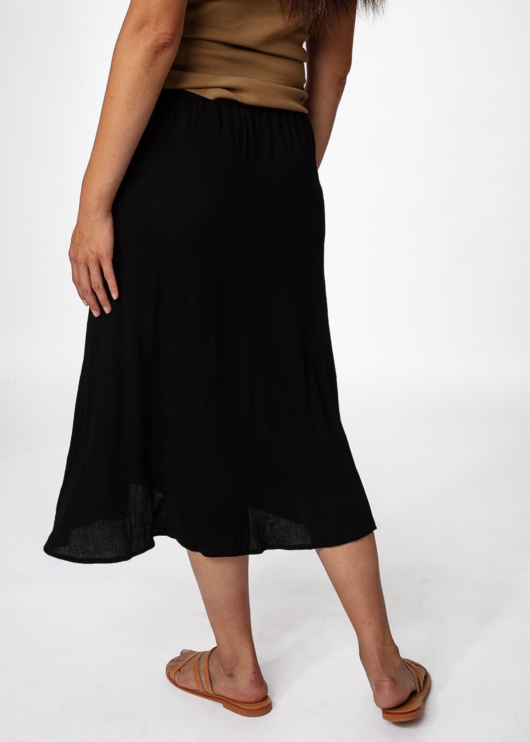 SIBEL CRINCLED SKIRT - Black