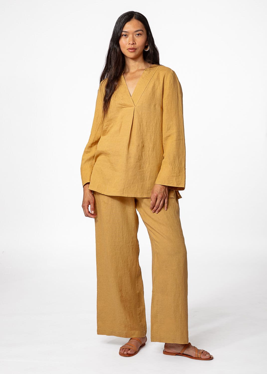 HIBO LINEN TUNIC - BEIGE