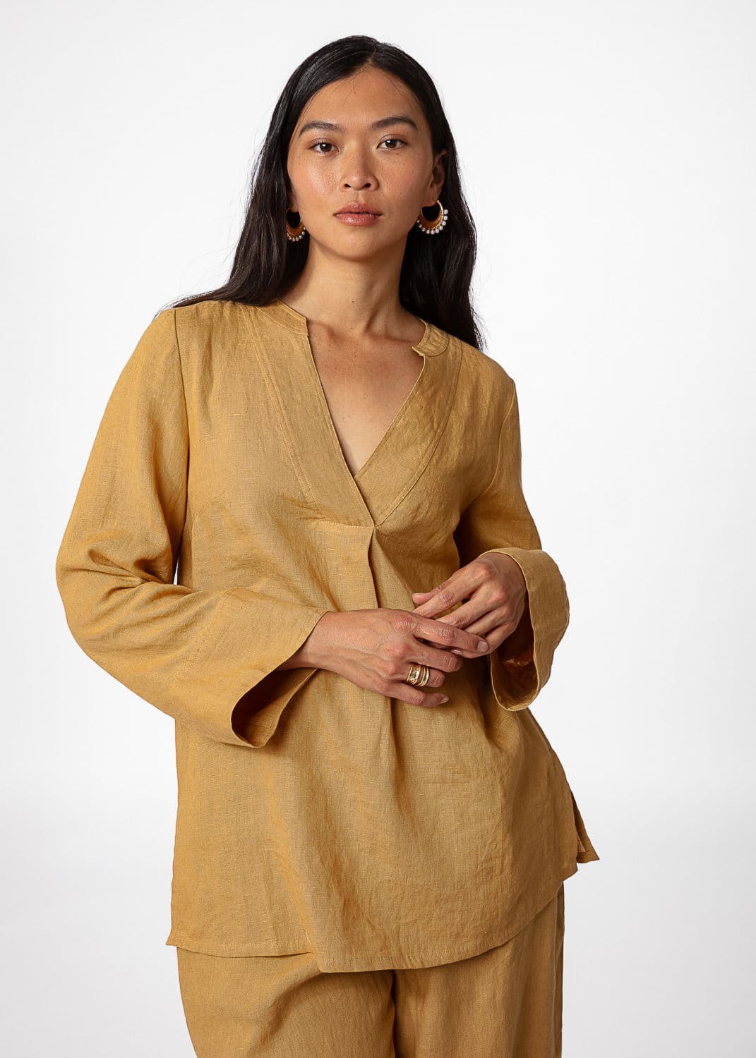 HIBO LINEN TUNIC - BEIGE