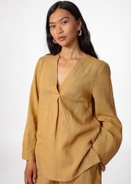 HIBO LINEN TUNIC - BEIGE