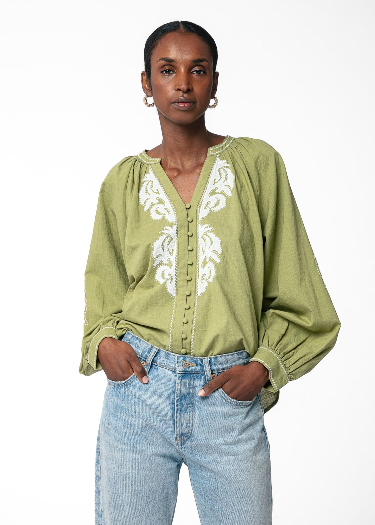 GRETA BLOUSE - GREEN