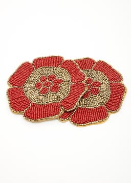 Beaded coaster 2p - RED