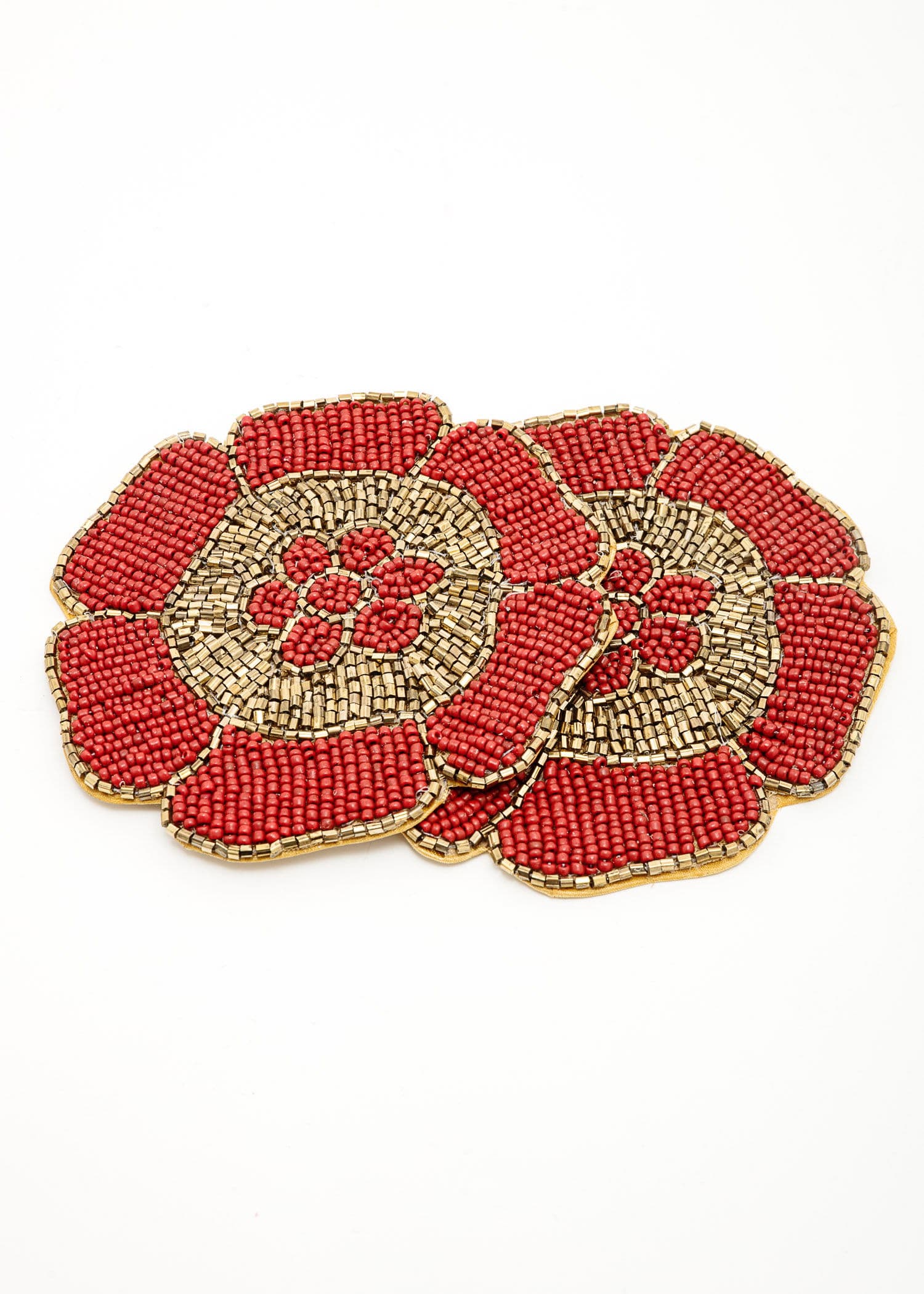 Beaded coaster 2p - RED