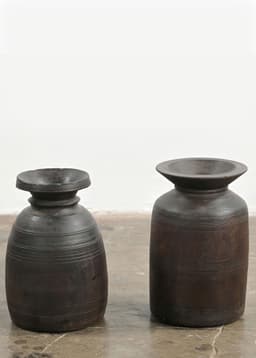 Wood Urn Vintage L - DKBROWN