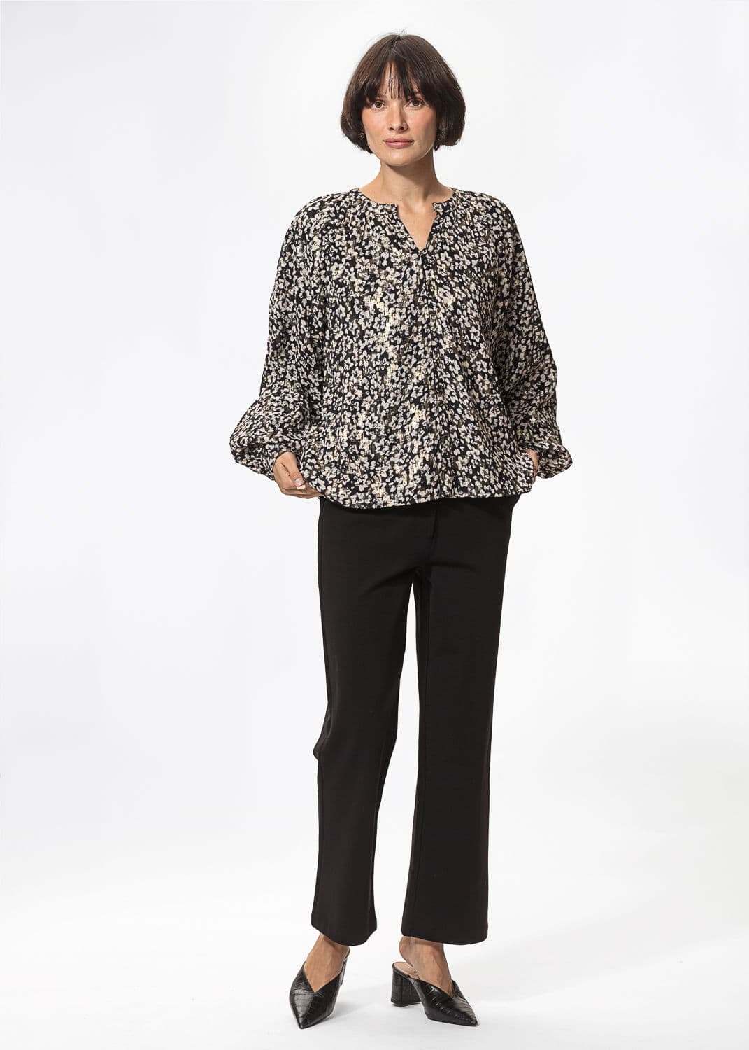 CORALIE LUREX BLOUSE  - Black