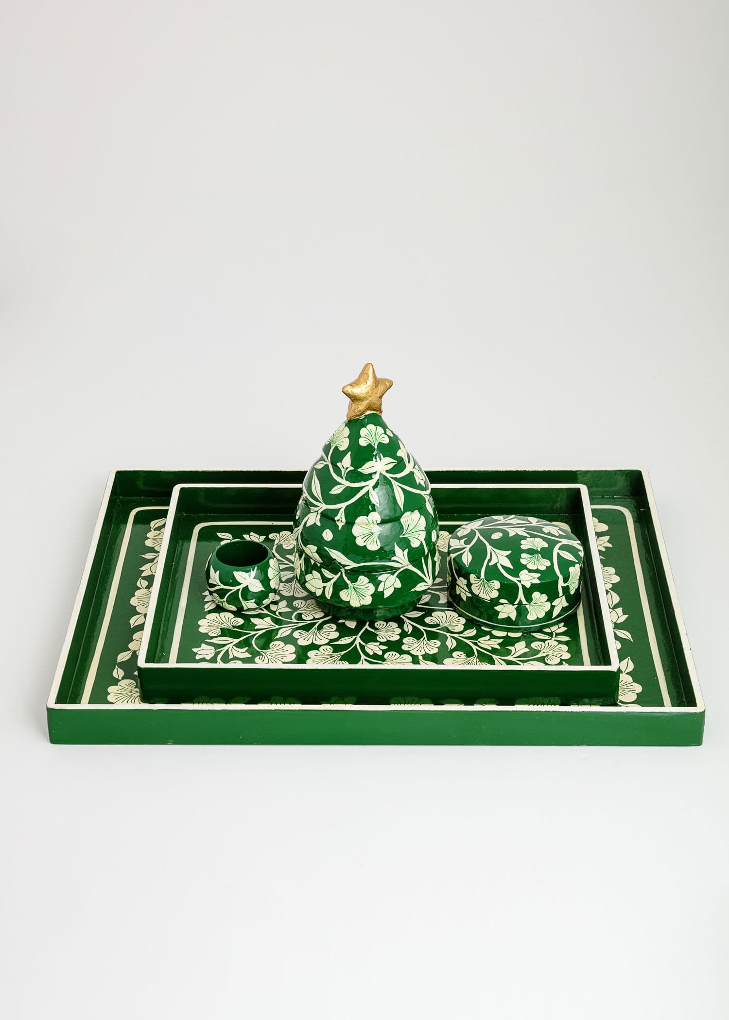 Handpainted Kashmir tray - GREEN